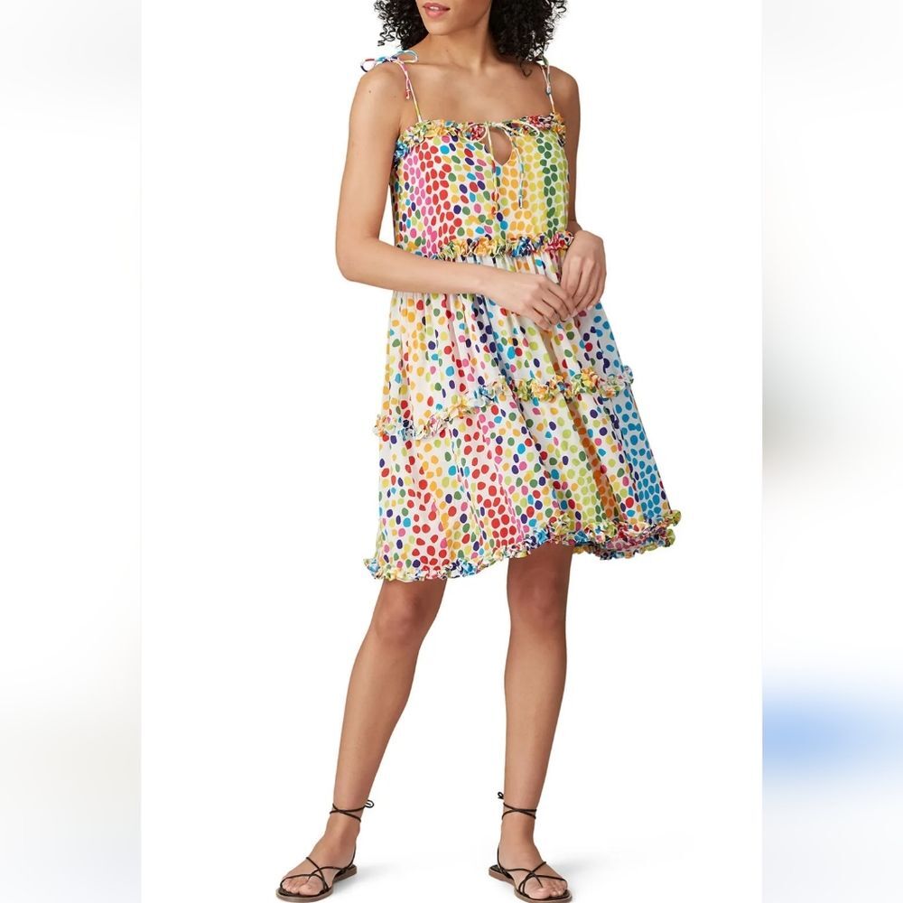 All Things Mochi Blessica Rainbow Polka Dot Dress Size S
